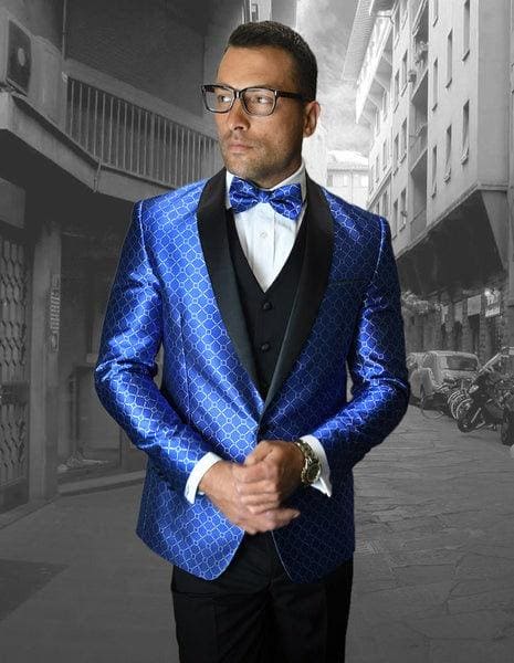 Blue suit black lapel Black and Blue Suit - AlbertoNardoniStore