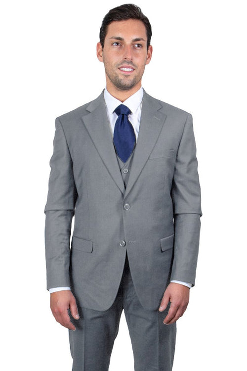 "Mens Stacy Adams Suit - Stacy Adams Suit Men's Two Button Vested Basic Suit - Medium Grey"