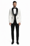 York Slim Fit Tuxedo Suit ( White & Black )