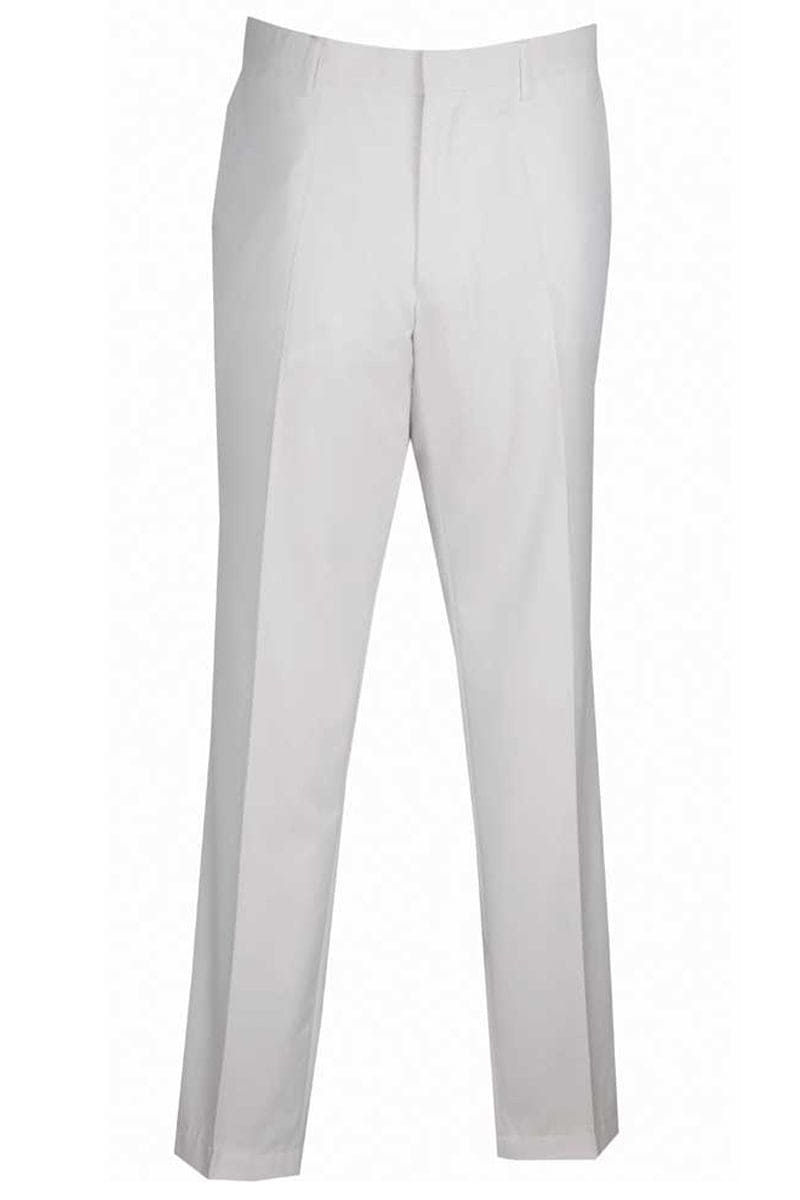 Mens Skinny Fit Wool Feel Flat Front Dress Slacks in White