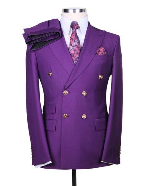 Purple Double Breasted Suits - AlbertoNardoniStore