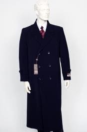Mens Floor Length Coat Navy Coat - AlbertoNardoniStore