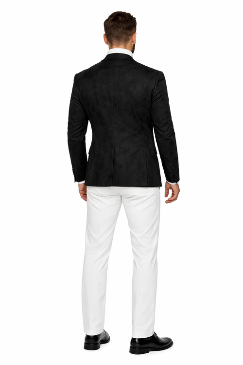 Zacchi Men’s Black Micro Suede Sport Coat – Modern Fit