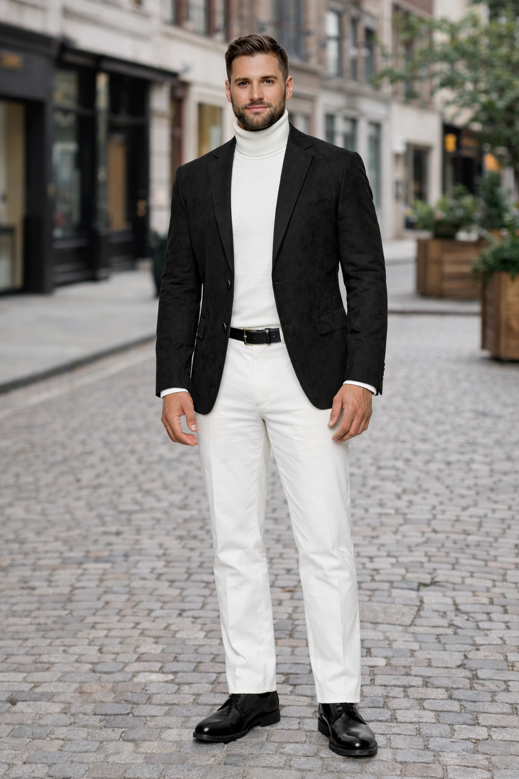 Zacchi Men’s Black Micro Suede Sport Coat – Modern Fit