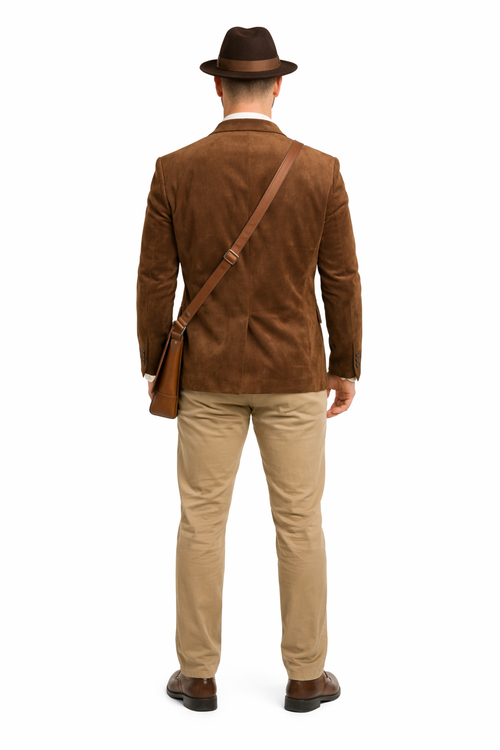 Zacchi Men’s Cognac Micro Suede Sport Coat