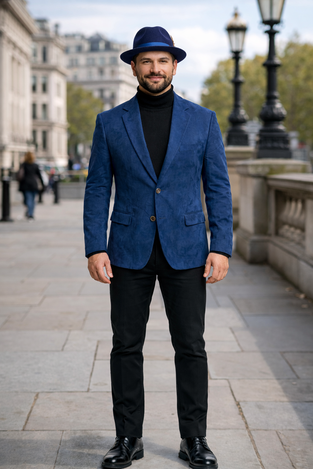 Zacchi Men’s Navy Micro Suede Sport Coat