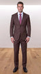 Statement Men's Modern Fit 2 Piece 100% Super 200 Wool Suit Peak Lapel in Brown - image 1