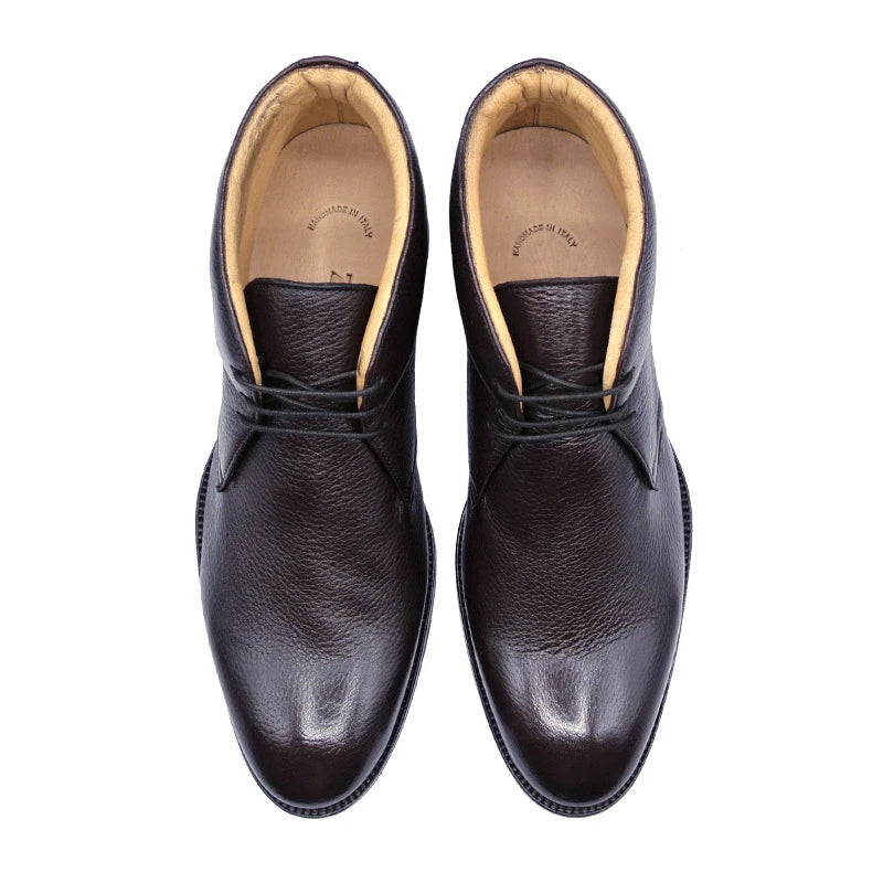 Zelli Marco Genuine Deerskin Lace-Up Chukka Boots in Dark Brown