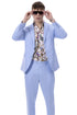 "Sky Blue Men's Summer Linen Suit - Modern Fit Casual Style"