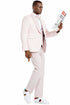 Pink Men's Wedding & Prom 2025 Tuxedo - One Button Vested Honeycomb Lace Design