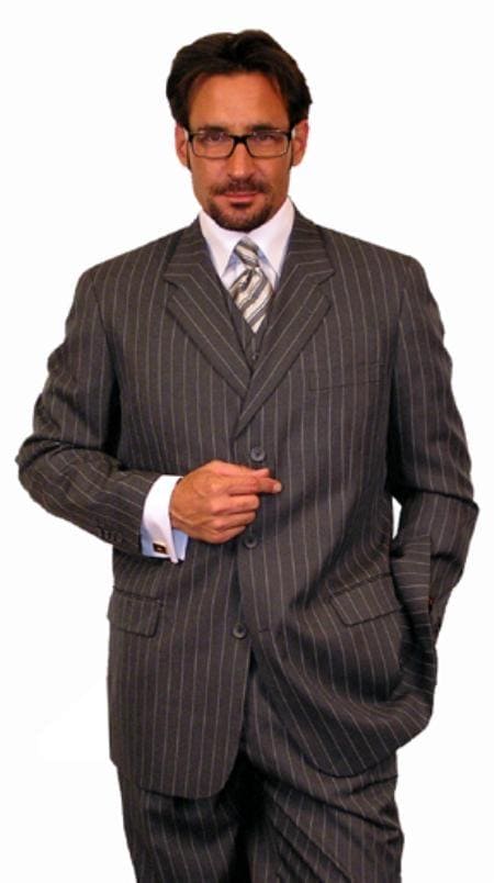 1950s men dress Vintage 1950s Mens Suit Blue Gabardine Wool Dated 1954 Size L 42 Tall   Poppy's Vintage Clothing