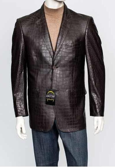 2 Button Brown Crocodile Print Blazer - AlbertoNardoniStore