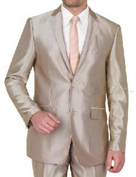 2 Buttons Shiny Single Breasted Suit Side-Vented - AlbertoNardoniStore