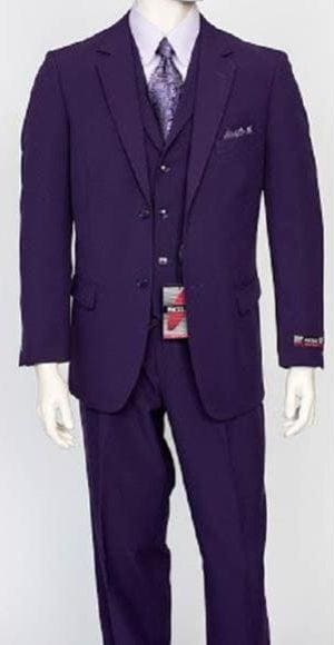 3 Piece Purple Poly Poplin Dress Suit-Regular Fit - AlbertoNardoniStore