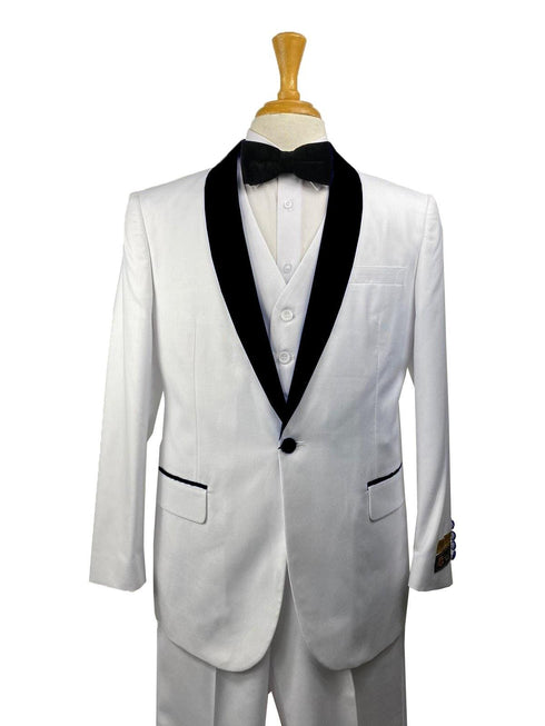 34-C-TUX-SHAWL	WHITE-BLK -  Tuxedo Wholesale  Distributors - AlbertoNardoniStore