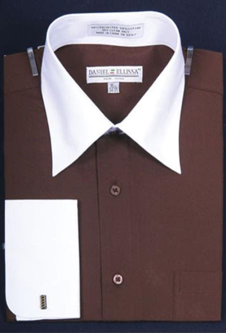 Affordable Clearance Mens Dark Brown Dress Shirt Sale Online Trendy - AlbertoNardoniStore