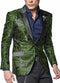 Alberto Nardoni Shiny Jacket Dark Green ~ Hunter Tuxeod Dinner Jacket Blazer Sport Coat Paisley Floral Pattern Mix Two Toned - AlbertoNardoniStore