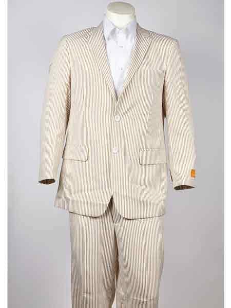 Beige Seersucker Suit - AlbertoNardoniStore