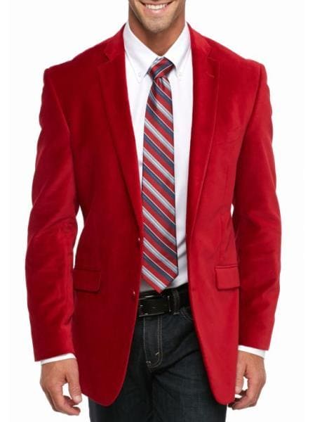 Big And Tall Blazers - Velvet ~ Blazer Jacket Sport Coat Red - AlbertoNardoniStore