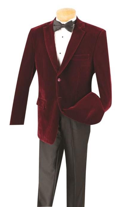 Big And Tall Blazers Wine Clearance Velvet/ Sport Coat - AlbertoNardoniStore