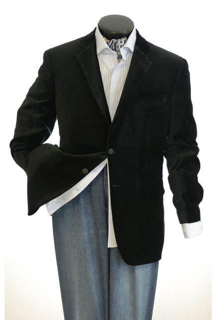 Big And Tall Men's Black Blazers - Velvet ~ Blazer Jacket / Sport Coat - AlbertoNardoniStore