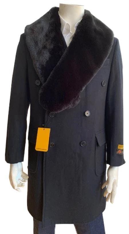 Big and Tall Peacoat - Mens Big and Tall Peacoat - Black - AlbertoNardoniStore