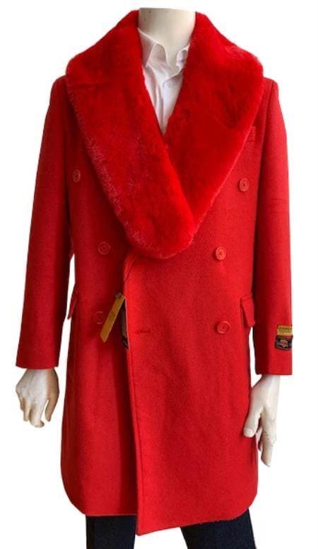 Big and Tall Peacoat - Mens Big and Tall Peacoat - Red - AlbertoNardoniStore