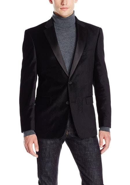 Black Big And Tall Blazer- Velvet ~ Men's Blazer Jacket / Sport Coat - AlbertoNardoniStore