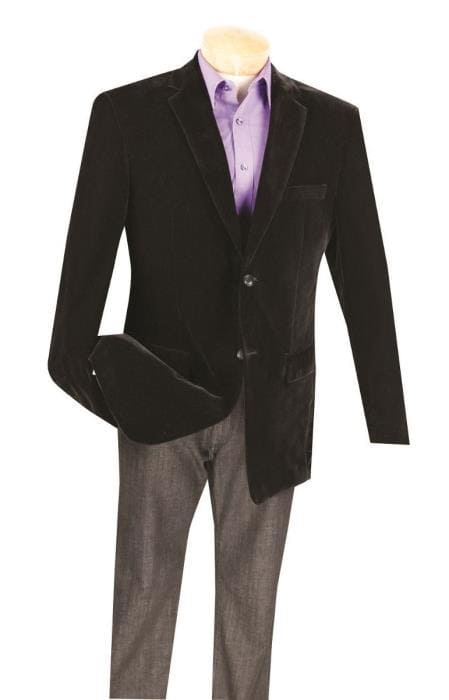 Black Big And Tall Blazers- Velvet ~ Sport Coat - AlbertoNardoniStore