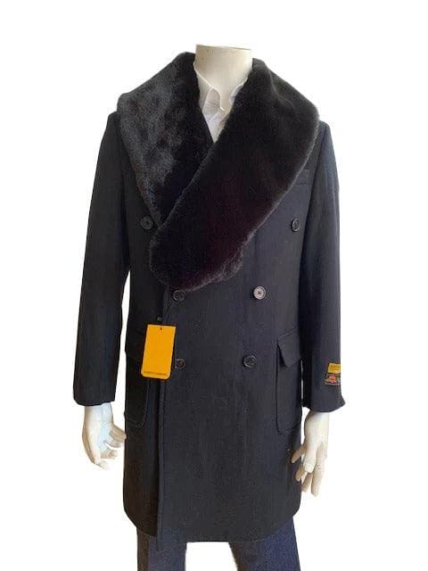 Black Coat With Fur Collar - AlbertoNardoniStore