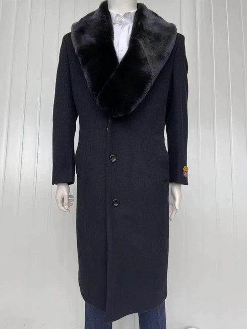 Black Coat With Fur Collar - AlbertoNardoniStore