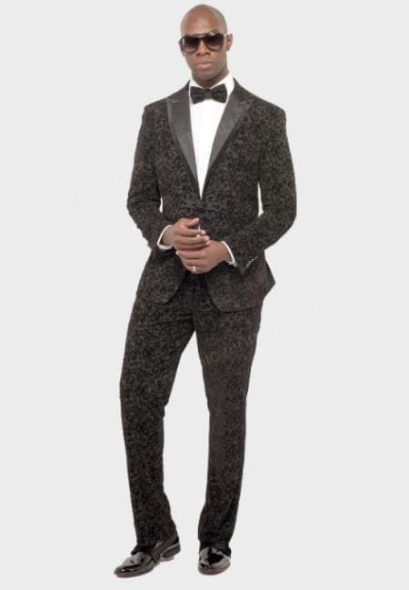 Black Floral Suit - AlbertoNardoniStore