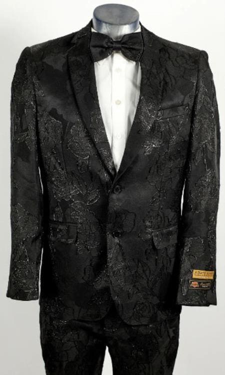 Black Floral Suit - AlbertoNardoniStore