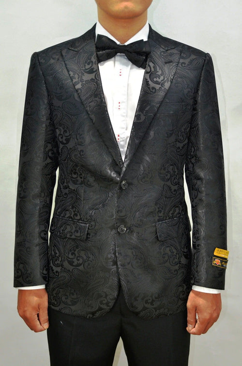 Black Floral Tuxedo - All Black Floral Suit - AlbertoNardoniStore
