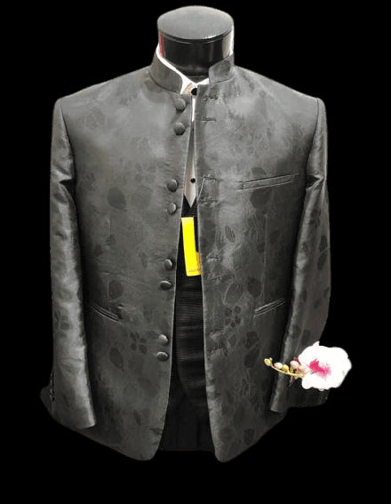 Black Paisley - Mandarin Suit - AlbertoNardoniStore