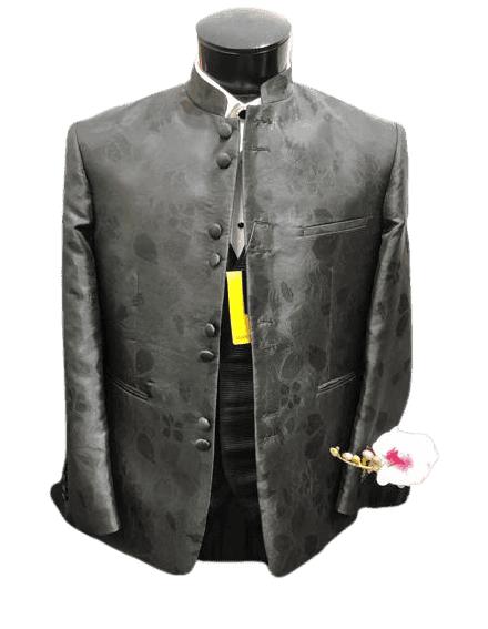 Black Paisley - Mandarin Suit - AlbertoNardoniStore