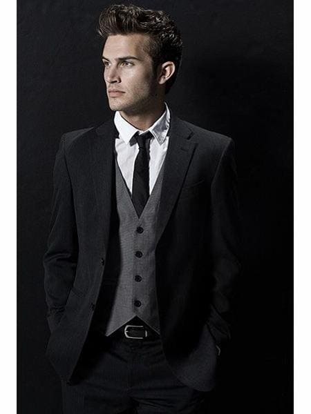 Black Suit Gray Vest - AlbertoNardoniStore