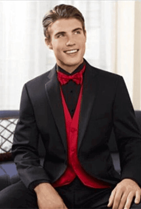 Black Suit With Red Vest and Tie Set - AlbertoNardoniStore