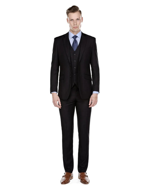 Black Suit With Vest - Black Vest - AlbertoNardoniStore