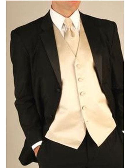 Black Tuxedo Suit - Vest,Tie & Bowtie Set - AlbertoNardoniStore