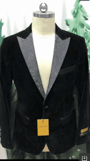 Black Velvet Tuxedo - Black Velvet Tuxedo Jacket - AlbertoNardoniStore