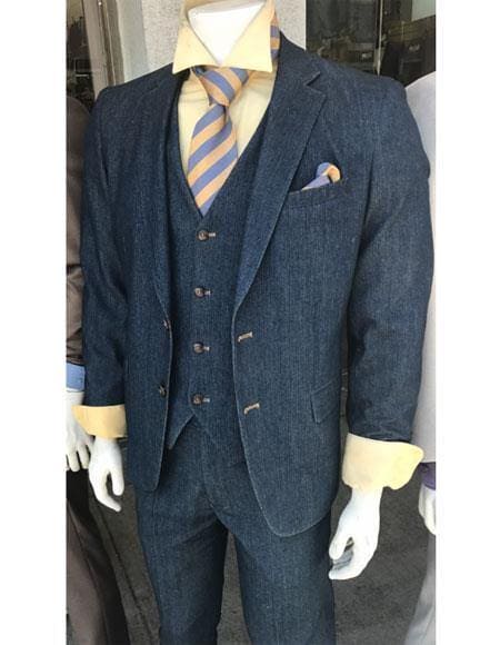 Blue Mens Denim Suit - AlbertoNardoniStore