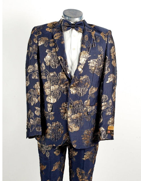 Blue paisley suit - Mens Blue paisley suit - AlbertoNardoniStore