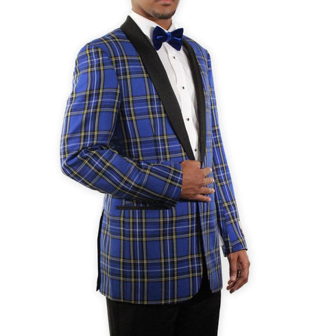 Blue Plaid Tuxedo Jacket - AlbertoNardoniStore