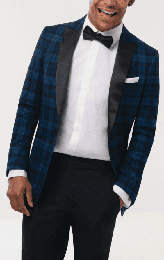 Blue Plaid Tuxedo Jacket - AlbertoNardoniStore