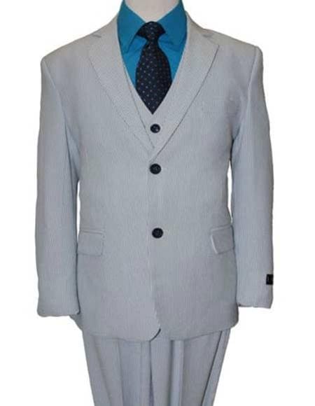 Blue Seersucker Suit - AlbertoNardoniStore