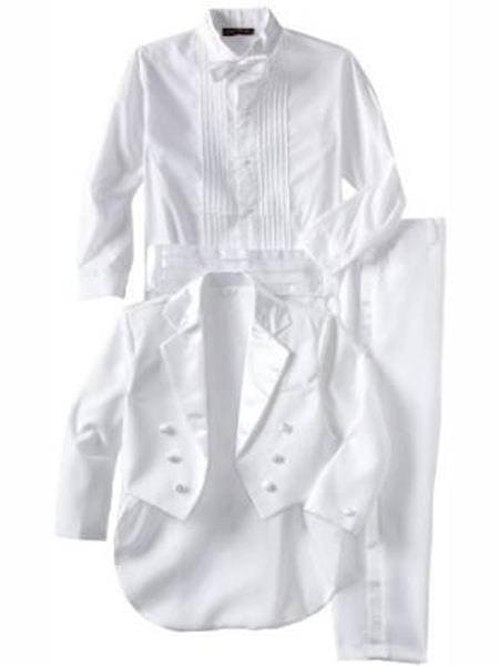 Boy White Suit - Baby Boys White Kids Sizes Tuxedo Suit Perfect For Toddler Suit Wedding Attire Outfits - AlbertoNardoniStore