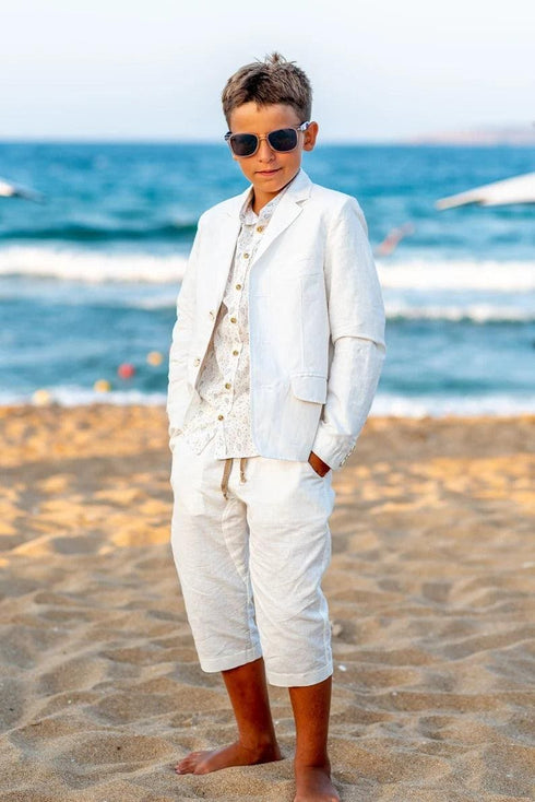 Boys White Linen Suit For Sale - AlbertoNardoniStore