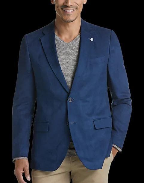 Bright Blue Microsuede Modern Fit Sport Coat - AlbertoNardoniStore