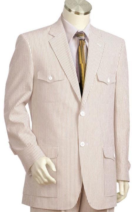 Brown and White Seersucker Suit - AlbertoNardoniStore